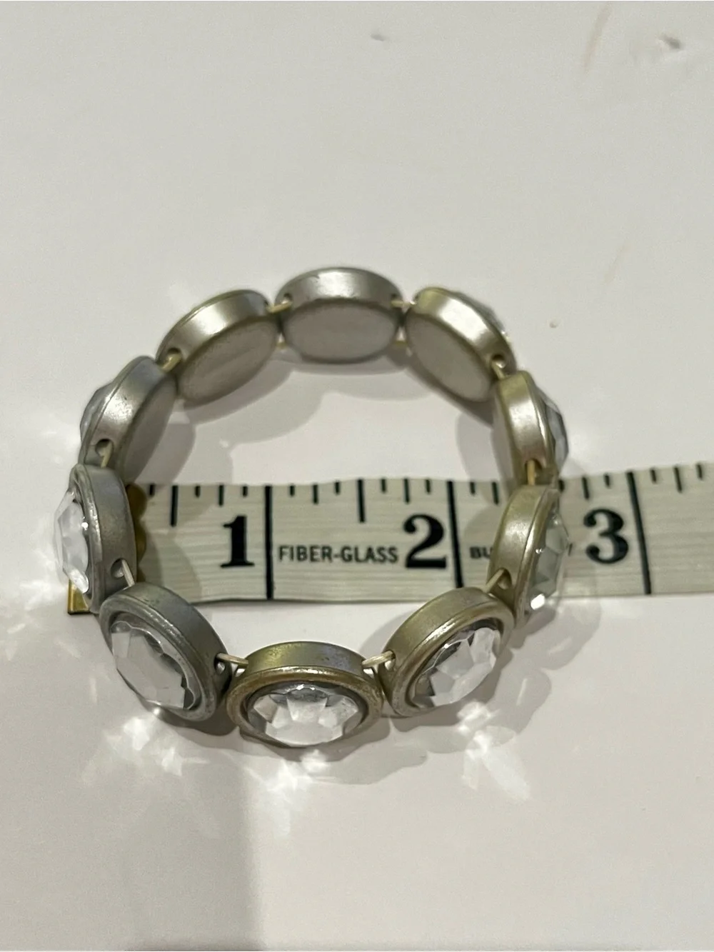 Crystal Disc Stretch Bracelet - Clear Crystal on Silver set $12